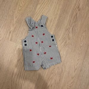 Blue and white striped crab overalls 9 month